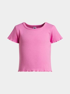 Jet Younger Girls Pink Shrunken T-Shirt