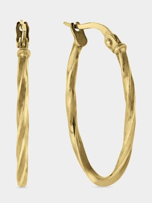 Yellow Gold & Sterling Silver, Oval Twist Hoop Earrings