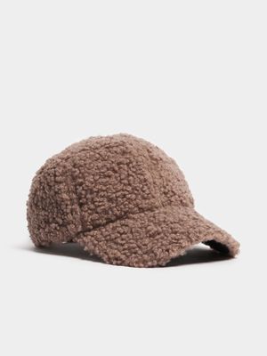 Women's Taupe Borg Peak Cap