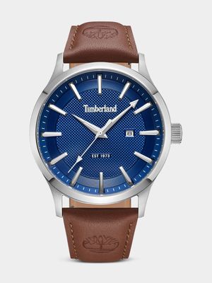 Timberland Trumbull Stainless Steel Blue Dial Brown Leather Watch