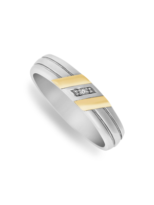 Yellow Gold & Sterling Silver Diamond Zack Wedding Ring