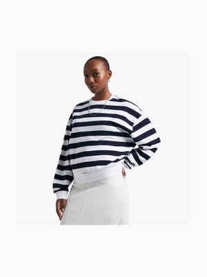 Striped Fleece Crew Sweat Top