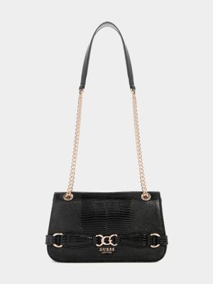 Women's Guess Black Arlena Convertible Xbody Flap Bag