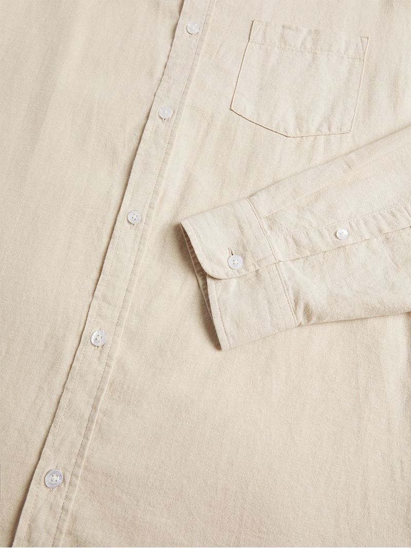 Men's Markham Plain Linen Blend Natural Shirt - Bash.com