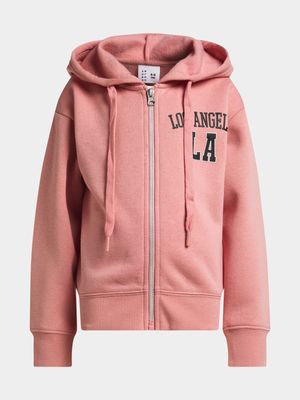 Younger Girls Back Print Zip-Thru Hoodie