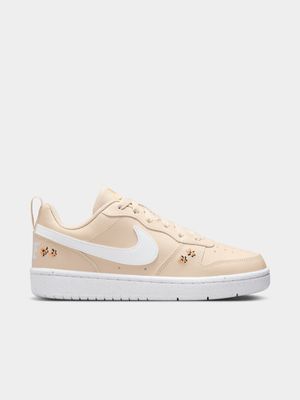 Junior Grade-School Nike Court Borough Low Sand/White Sneakers