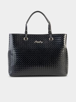 Women's Sissy Boy Black Woven Shopper Bag