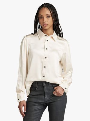 G-Star Women's Boxy Satin Cream Shirt