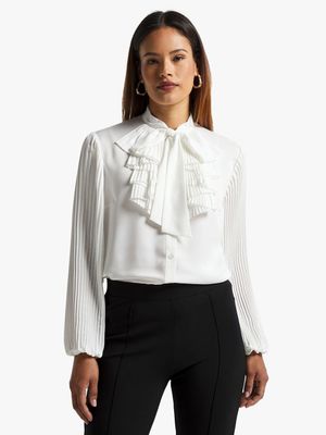 Women's Pringle White Adeline Ruffle Blouse