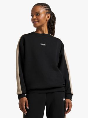 Womens TS Colourblock Black/Stone Crew Top