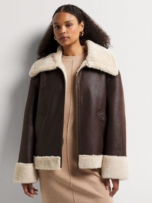 Shearling Lined Aviator Jacket