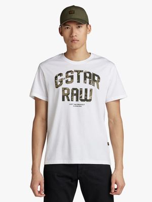 G-Star Men's Camo Print White T-Shirt