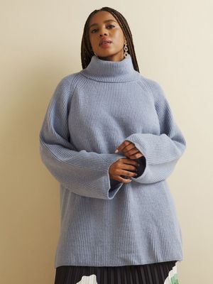 Women's Iconography Roll Neck Sleeve Detail Jumper