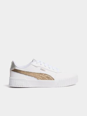 Women's Puma Carina Metallic Shine White/Gold Sneaker