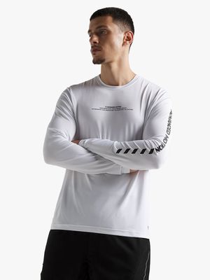 Mens TS Dri-Tech Sleeve Print White Long Sleeve Tee