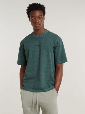 G-Star Men's Overdyed Center Chest Boxy Green T-Shirt