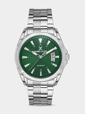 Daniel Klein Silver Plated Green Dial Stainless Steel Bracelet Watch