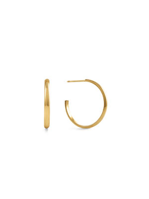 Yellow Gold, Classic Open End Hoop Earrings