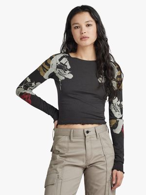 G-Star Women's Lookbook Cropped Multicolour Top