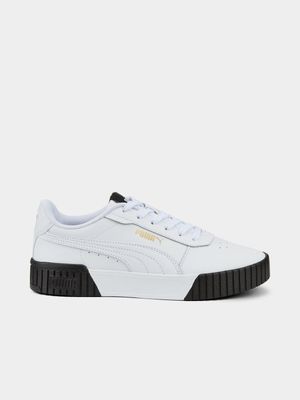 Womens Puma Carina 2.0 White/Black Sneakers