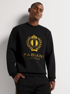 Fabiani Men's Contrast Tape Black Sweat Top