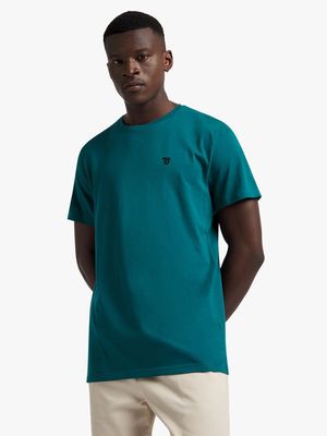 Men's Relay Jeans Plain Crewneck Basic Teal T-Shirt