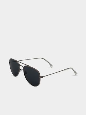 Boy's Black Gunmetal Aviator Sunglasses