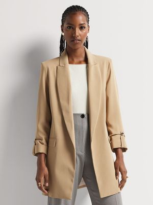 Tab Sleeve Twill Suiting Blazer