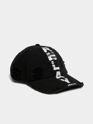 Men's Realy Jeans Distressed Black Curve Peak Cap