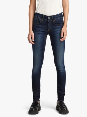 G-Star Women's Blue Lynn Mid Waist Skinny Jeans