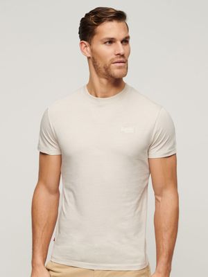 Men's Superdry Cream Embroidered T-Shirt