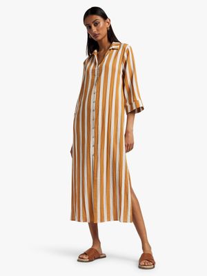 Kimono Sleeve Midi Shirt Dress