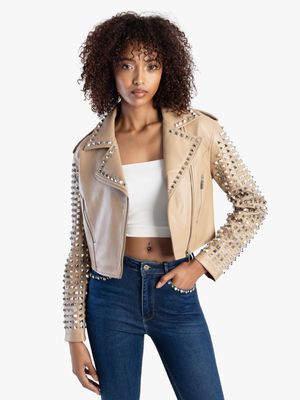 Sissy Boy Full Stud Sleeve Cropped Biker Jacket