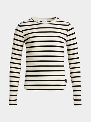 Older Girls Stripe Rib Longsleeve Top