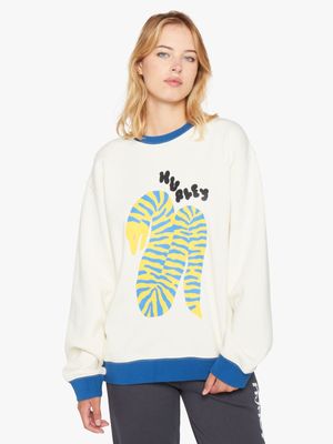 Women's Hurley Cream Yoko Crew Fleece Sweatshirt