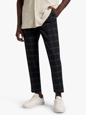 Men's Markham Smart Woven Navy/Taupe Check Trouser