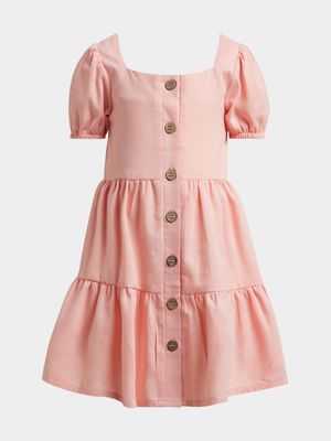 Older Girl's Pink Button Up Dress