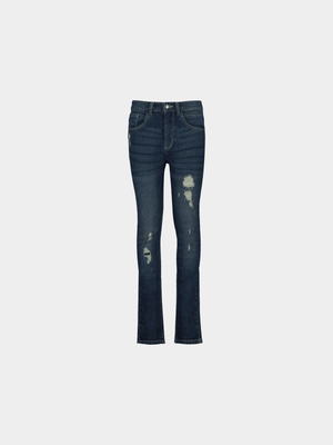 Older Boy's Dark Blue Rip & Repair Jeans