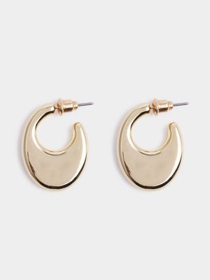 Half Moon Mini Hoop Gold Plated Earrings