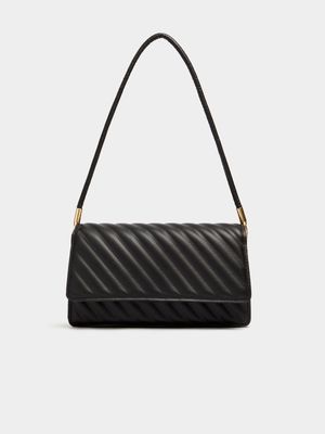 Women's Black Quilted Shoulder Bag