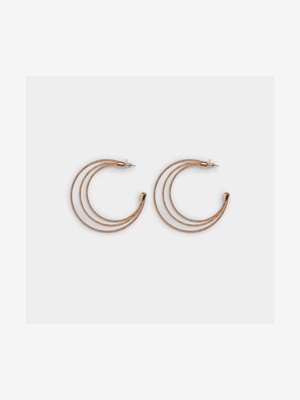 Triple Ridged Hoop Earrings - Jewellery