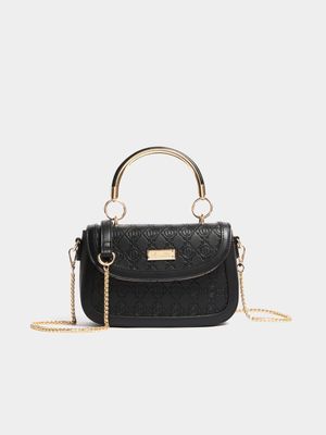 Luella Metal Handle Embroidered Mini Crossbody Bag