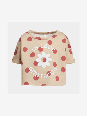 Younger Girl's Stone Graphic Print Fleece Crop Top