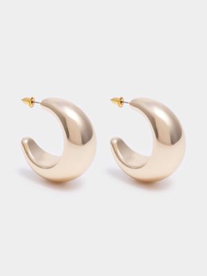 Large Hollow Half Crescent Hoop Earrings