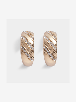 Diamante 3 Rows Chunky Hoop Earrings