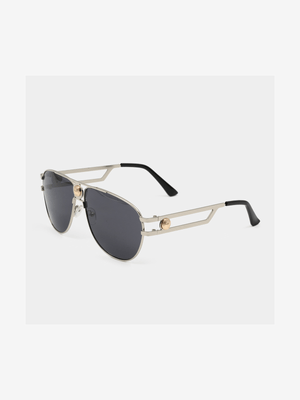 Men's Markham Versus Upstyled Aviator Silver Sunglasses