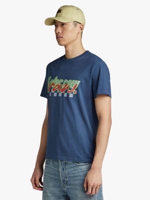 G-Star Men's Moto Sport Print Blue T-Shirt