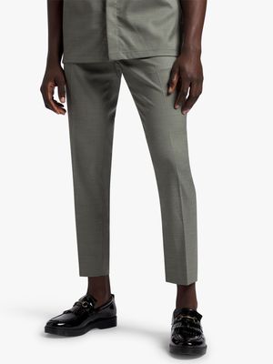 Men's Markham Smart Slim Tapered Textured Olive Green Trouser