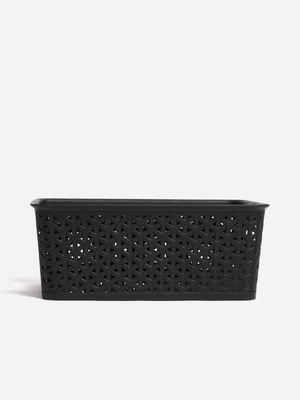 Jet Home Black 8.5L Plastic Rattan Storage Basket