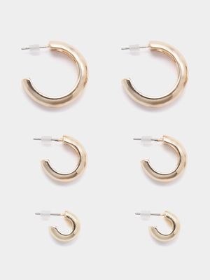 3 Pack Chunky Hoop Earrings